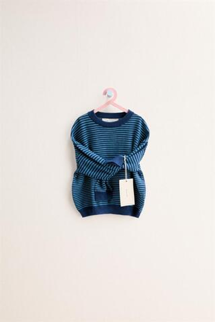 ZARA TIMELESS - ДЖЕМПЕР В ПОЛОСКУ ИЗ ХЛОПКА И ЛЬНА, СИНИЙ/ИНДИГО