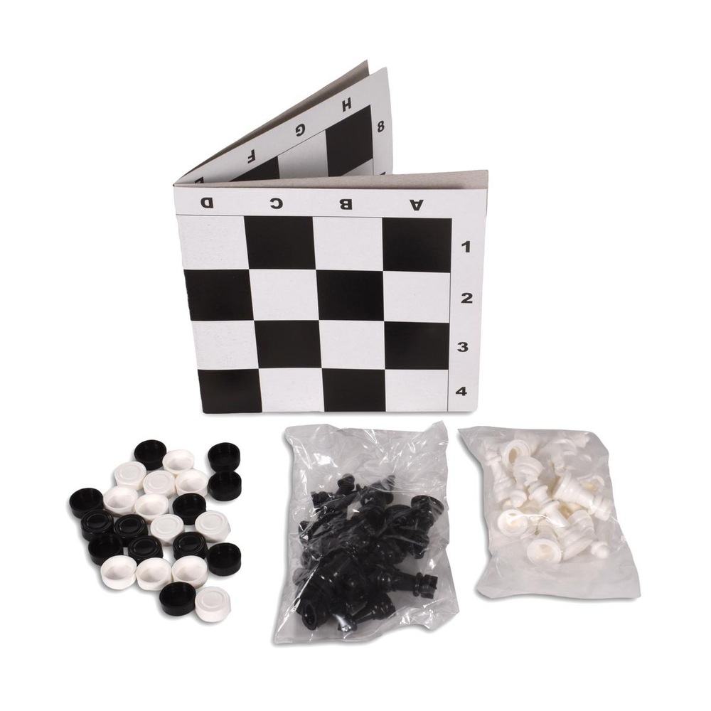 Шахматы и шашки, поле 28,5х28,5см, в пакете (Арт. ИН-0159)