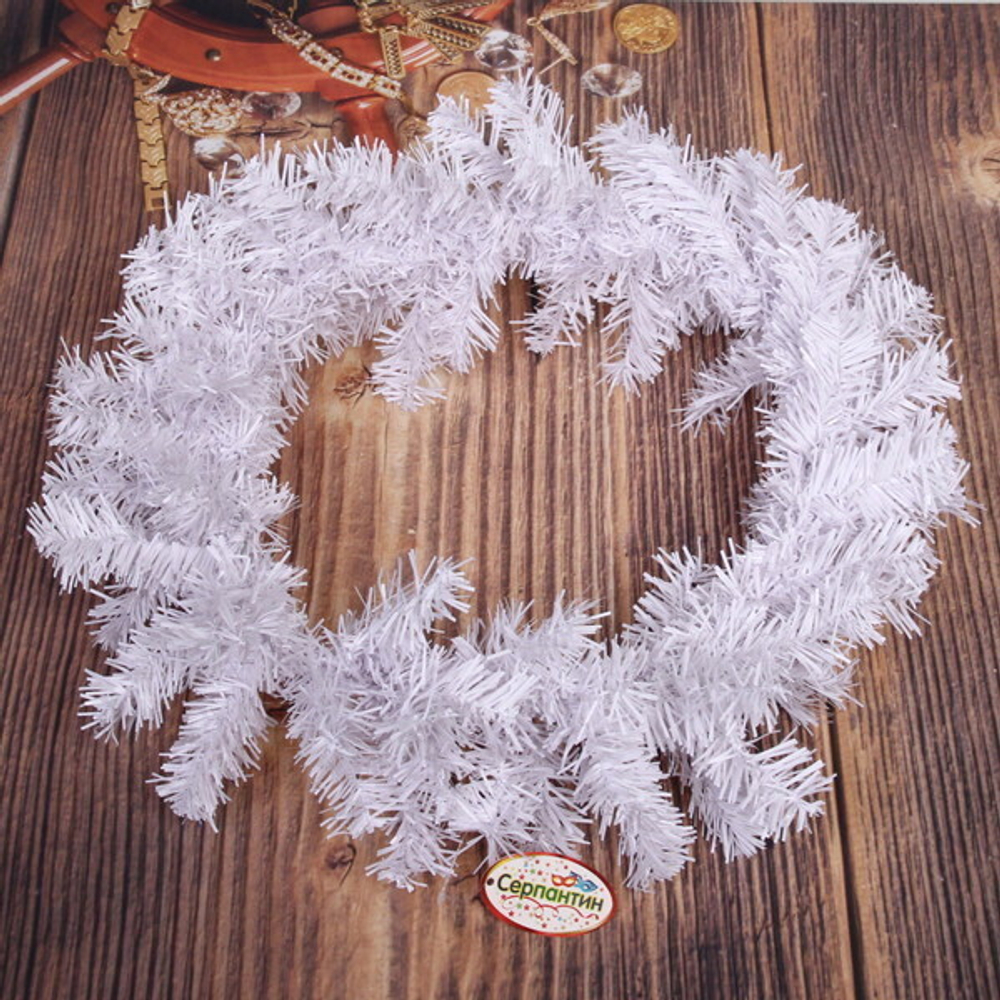Венок хвойный «Снежинка» d-40 см (100 веток), ПВХ белый иней
