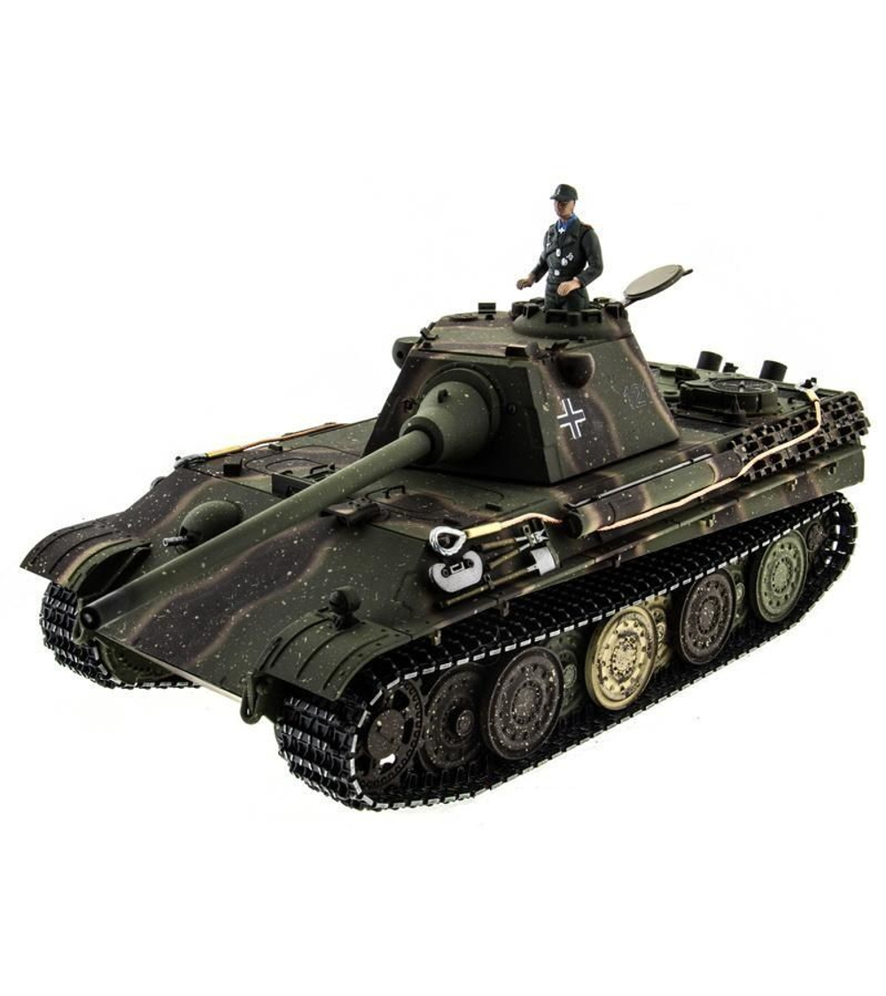 Р/У танк Taigen 1/16 Panther type F (Германия) HC вер., башня 360, подшипники в ред., V3 2.4G RTR