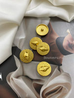Пуговицы круглые текстурные с ракушкой матовое золото Скиап.