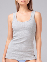 Женская классическая майка в мелкий рубчик (Размер: L) (Цвет: белый)