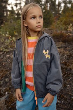 Ветровка цвета грозы с вышивкой "Французский бульдог"