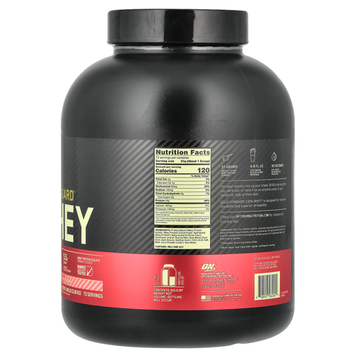 Optimum Nutrition, Gold Standard 100% Whey, сыворотка, клубника и сливки, 2,26 кг (4,98 фунта)