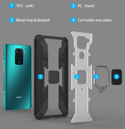 Чехол с магнитом и кольцом для Xiaomi Redmi Note 9 от Caseport, серия Predator