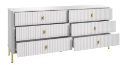 Комод Аляска, 6 ящиков, 180х45.5x80 см, белый