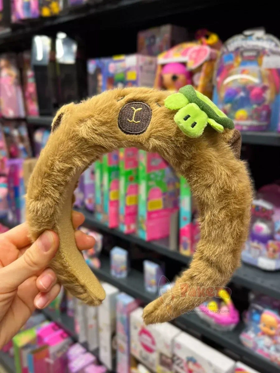 Ободок для волос обруч Капибара с черепашкой Capibara