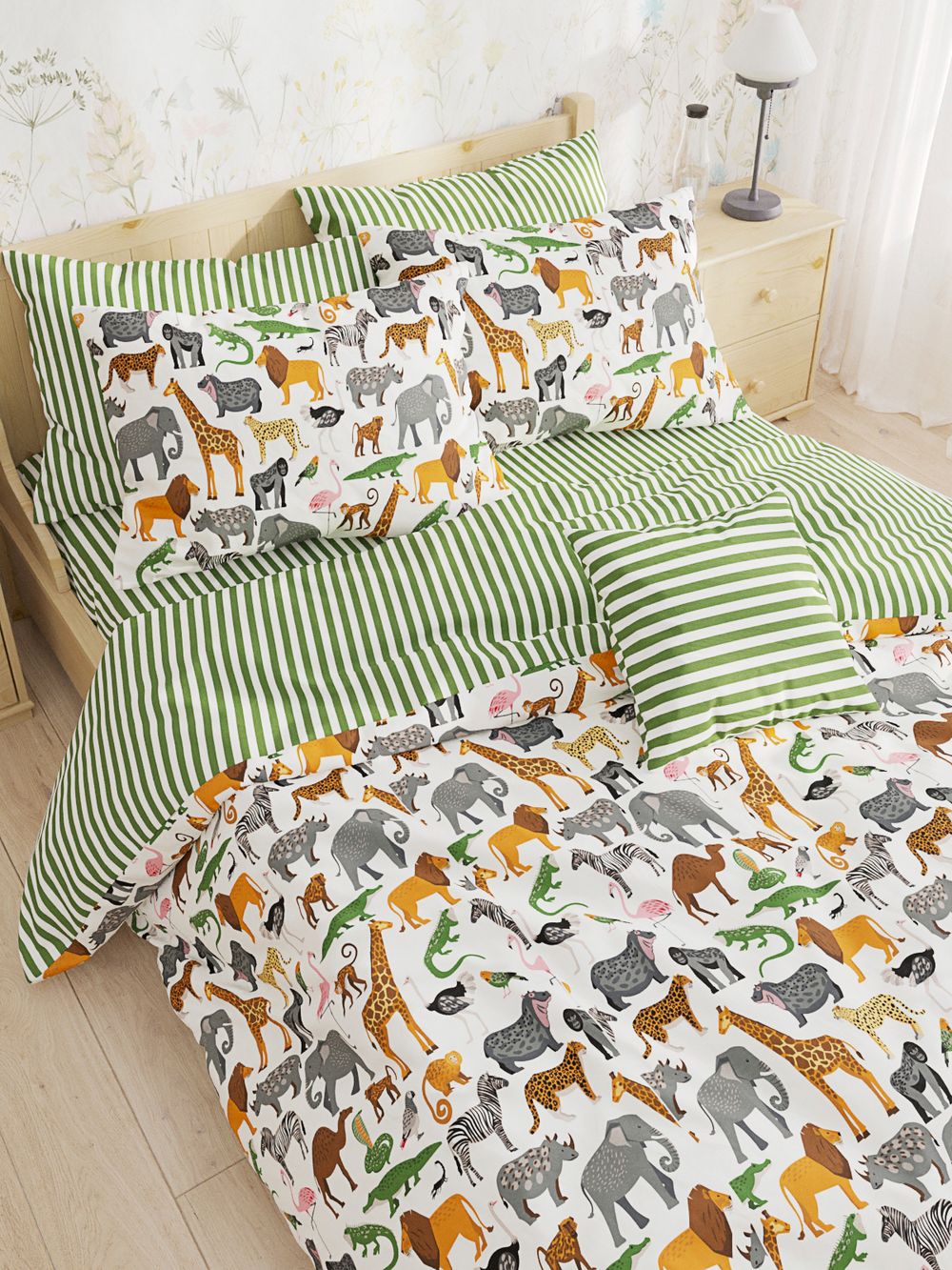 Постельное белье Сказка "Animals/Animals (компаньон)" 1,5-сп Наволочка 50х70 см 1 шт Простынь 150х215 см Пододеяльник 145х215 см,бязь
