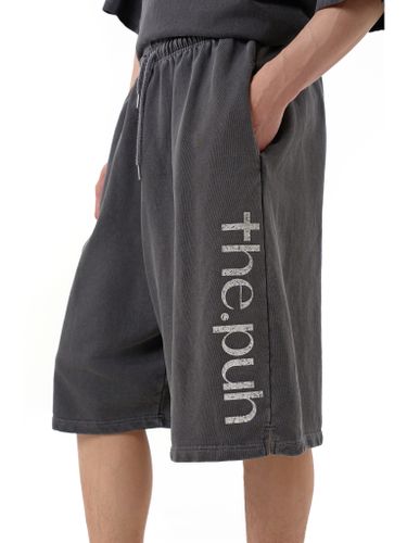 Графитовые трикотажные шорты с лого