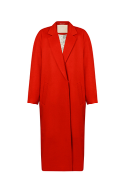 Красное двубортное пальто