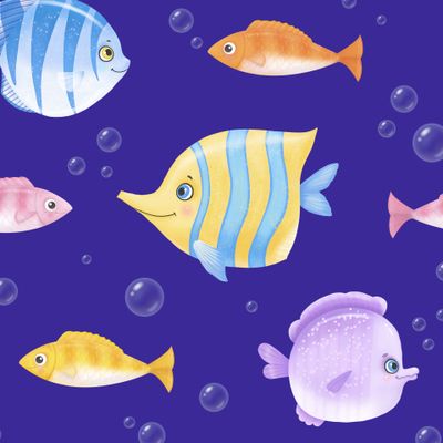 Рыбки на синем фоне