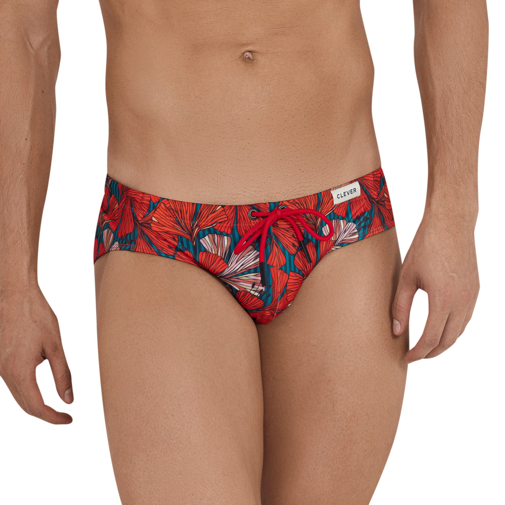 Мужские плавки красные с принтом Clever Moda ORACLE SWIMSUIT BRIEF 115205