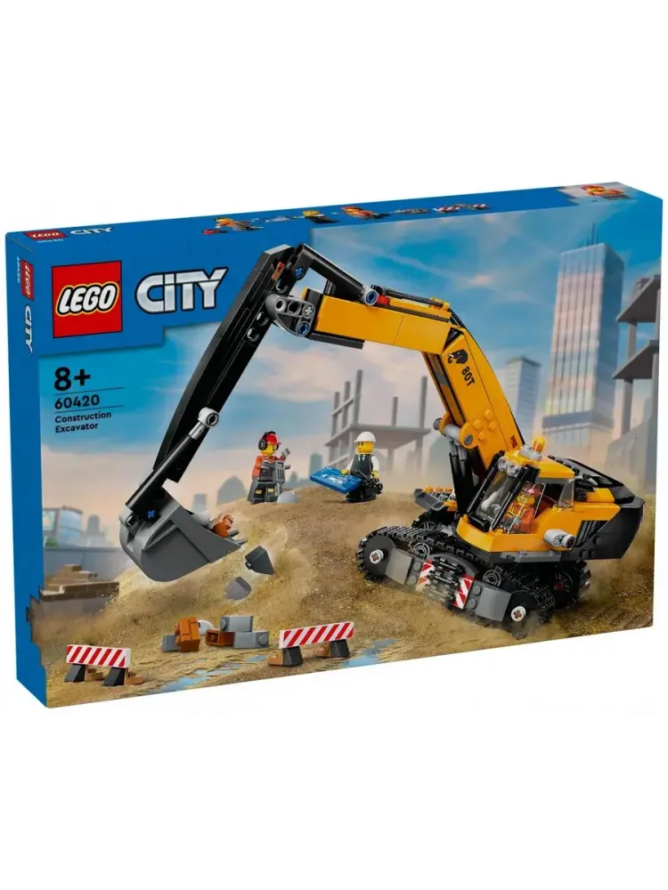 Конструктор City 60420 Желтый строительный экскаватор