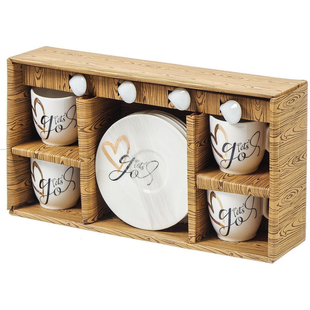 Набор чайный керам, 8 пр, 4 перс, 100 мл, с ложкой, Love story, Y4-4322