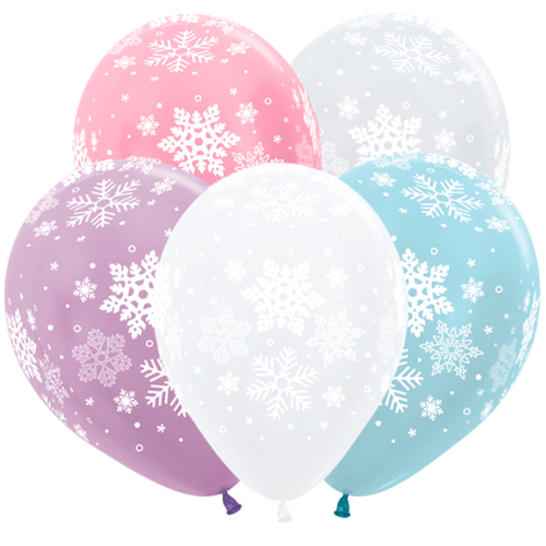 Шар 12" Ассорти Снежинки, перламутр Sp 10 шт