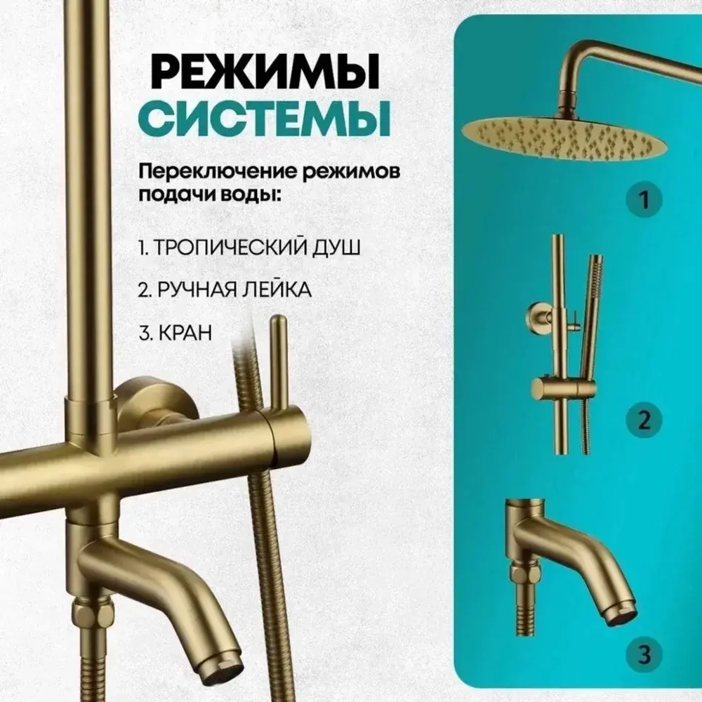 Душевая система Grocenberg GB7099MG Матовый золото