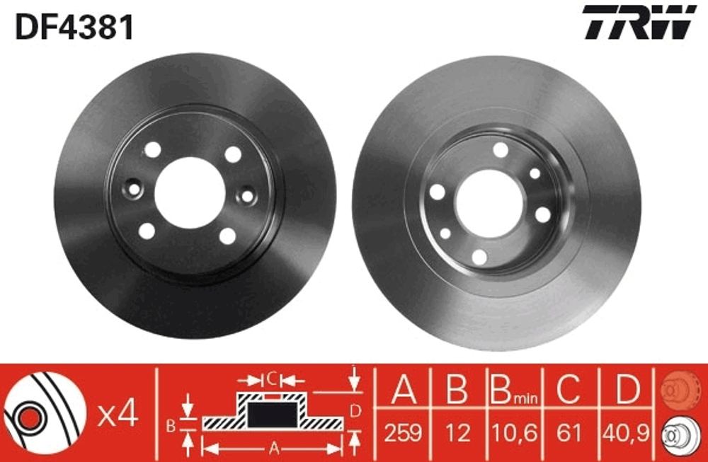 TRW - DF4381-TRW - Brake Disc