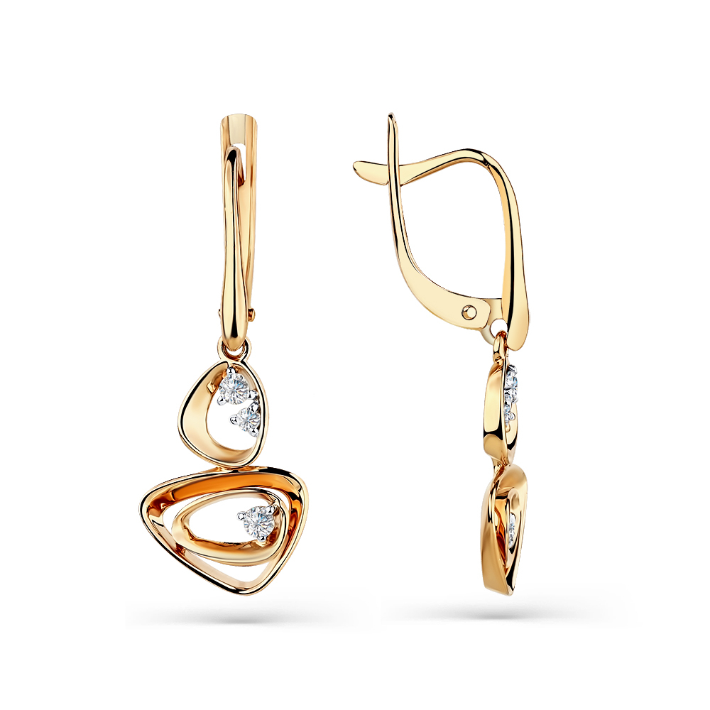 Серьги из золота 585 пробы с 4 Фианит