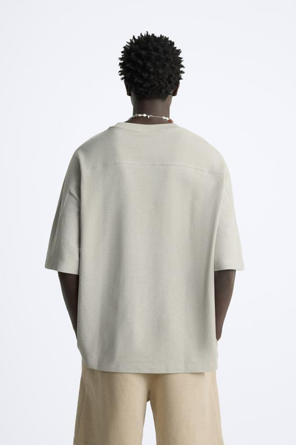 ZARA ФУТБОЛКА СВОБОДНОГО КРОЯ, СЕРО-КОРИЧНЕВЫЙ