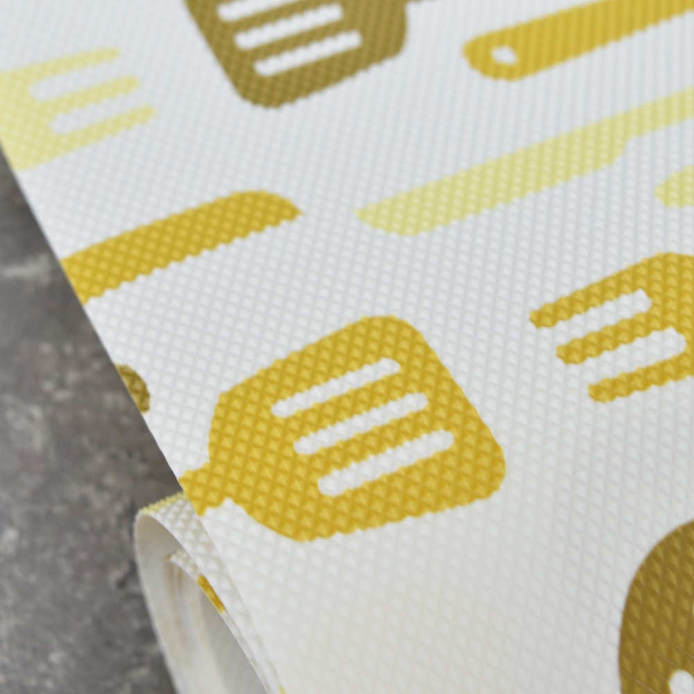 Коврик для кухонных ящиков в рулоне 45*150см "Ложки-вилки", желтый