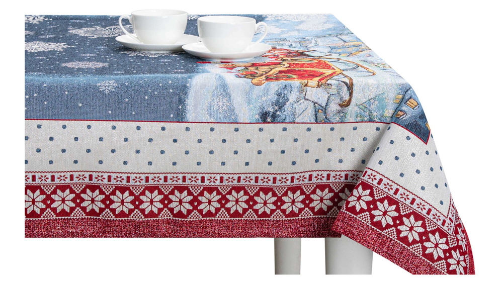Скатерть 140х300см Mix&Match Home Новогодний гость синяя