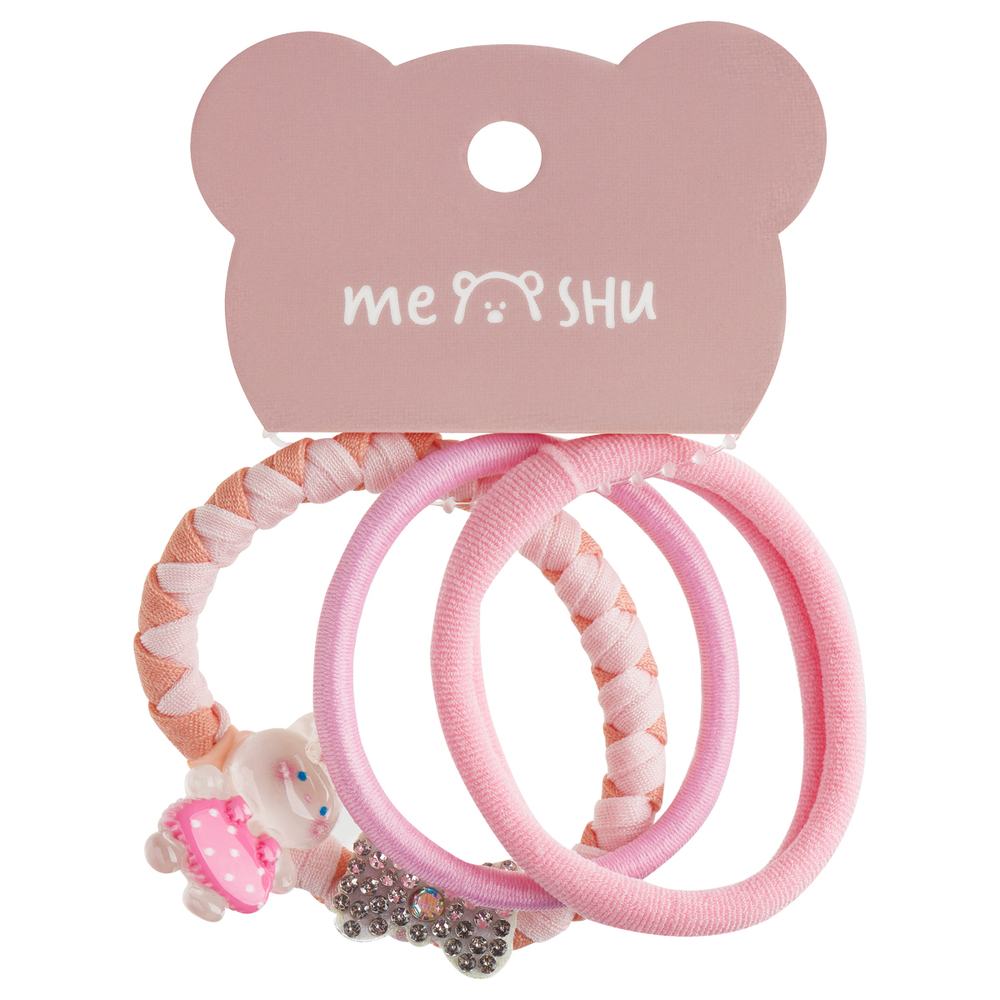 Резинки для волос MESHU, ассорти текстур, 3шт., диаметр 5см, европодвес MS_60566