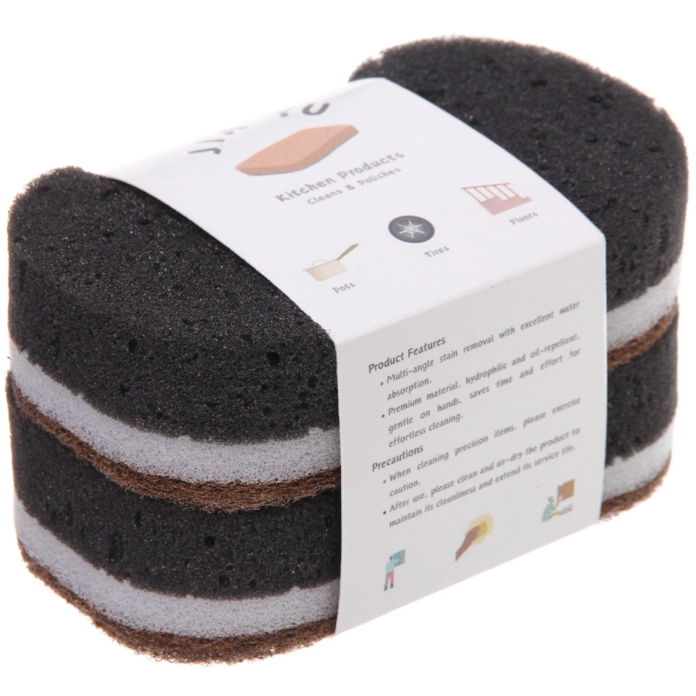Губка для посуды трехслойная 13*8*3,5 см. набор 2 шт
