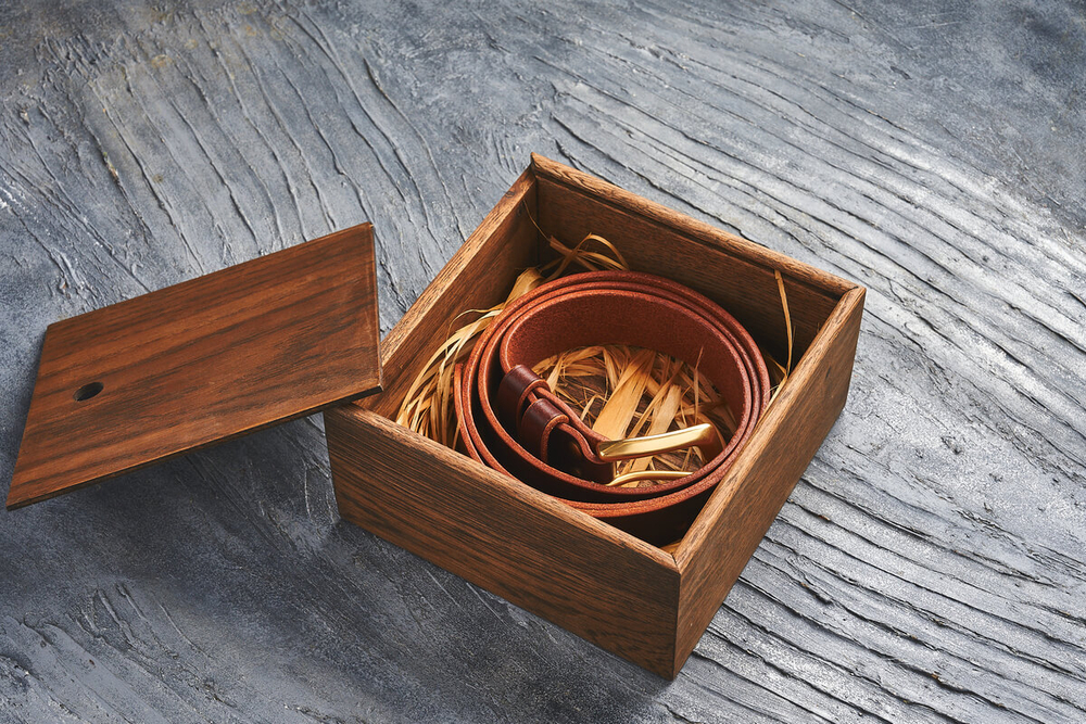 Ремень из гладкой итальянской кожи, цвет «коньяк», латунная пряжка