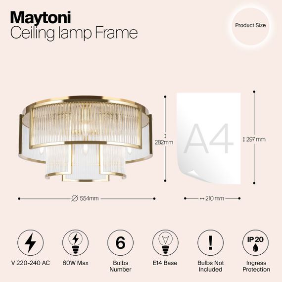 Потолочная люстра Maytoni Frame MOD174CL-06G