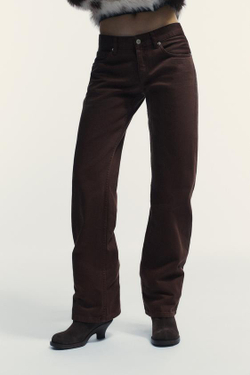 ZARA ДЖИНСЫ TRF WIDE-LEG С НИЗКОЙ ПОСАДКОЙ, ШОКОЛАДНЫЙ