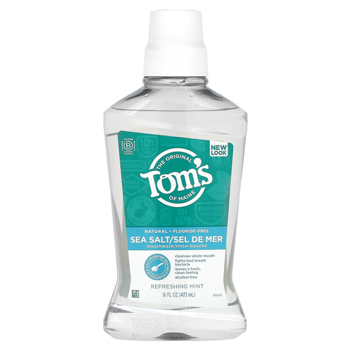 Tom's of Maine, Жидкость для полоскания рта с морской солью, без фтора, освежающая мята, 473 мл (16 жидк. унц.)