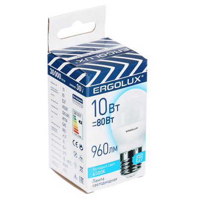 Лампа светодиодная ERGOLUX (14546) LED-G45-10W-E27-4K