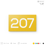 Номер на дверь 207, табличка на дверь для офиса, квартиры, кабинета, аудитории, склада, желтая 120х70 мм, Айдентика Технолоджи