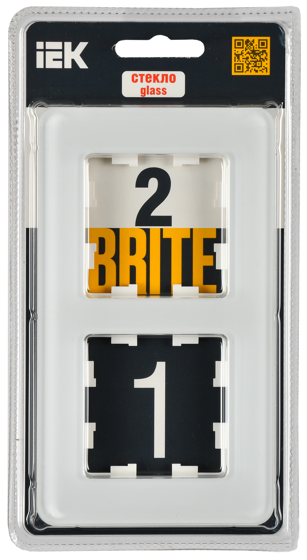 BRITE Рамка 2-местная РУ-2-2-Бр стекло белый RE IEK