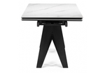 Керамический стол Woodville Блэкберн 160(220)х89 белый мрамор snow white, черный