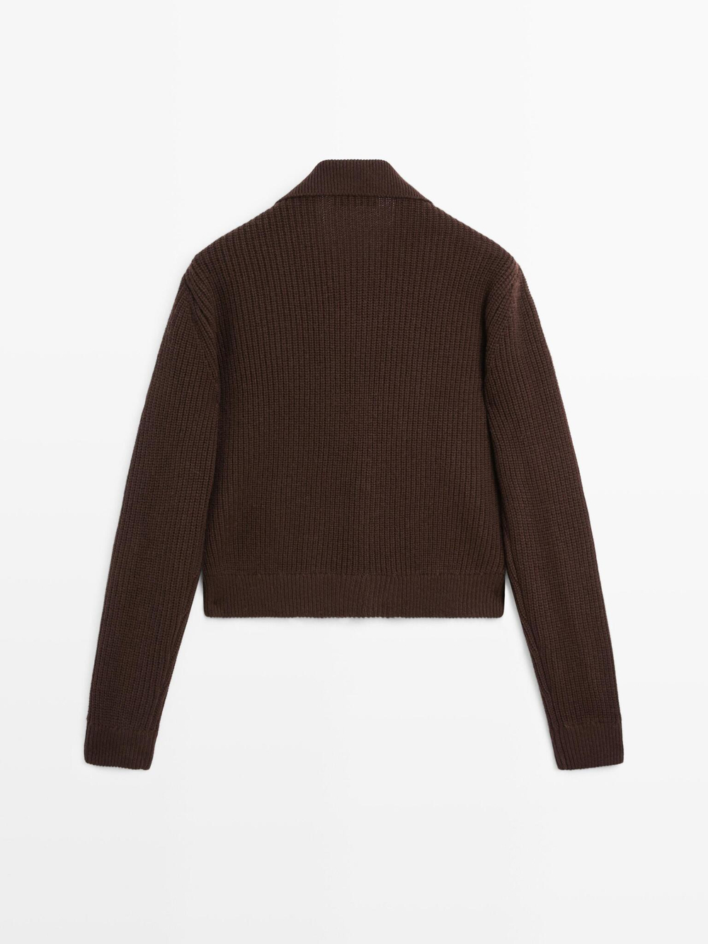 Massimo Dutti Куртка из трикотажа и овечьей кожи, шоколадный