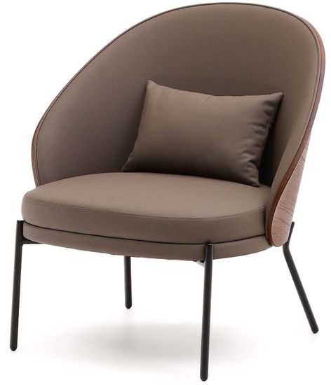 Кресло Eamy из коричневой экокожи, ясеневого шпона с отделкой под орех и черного металла Испания La Forma