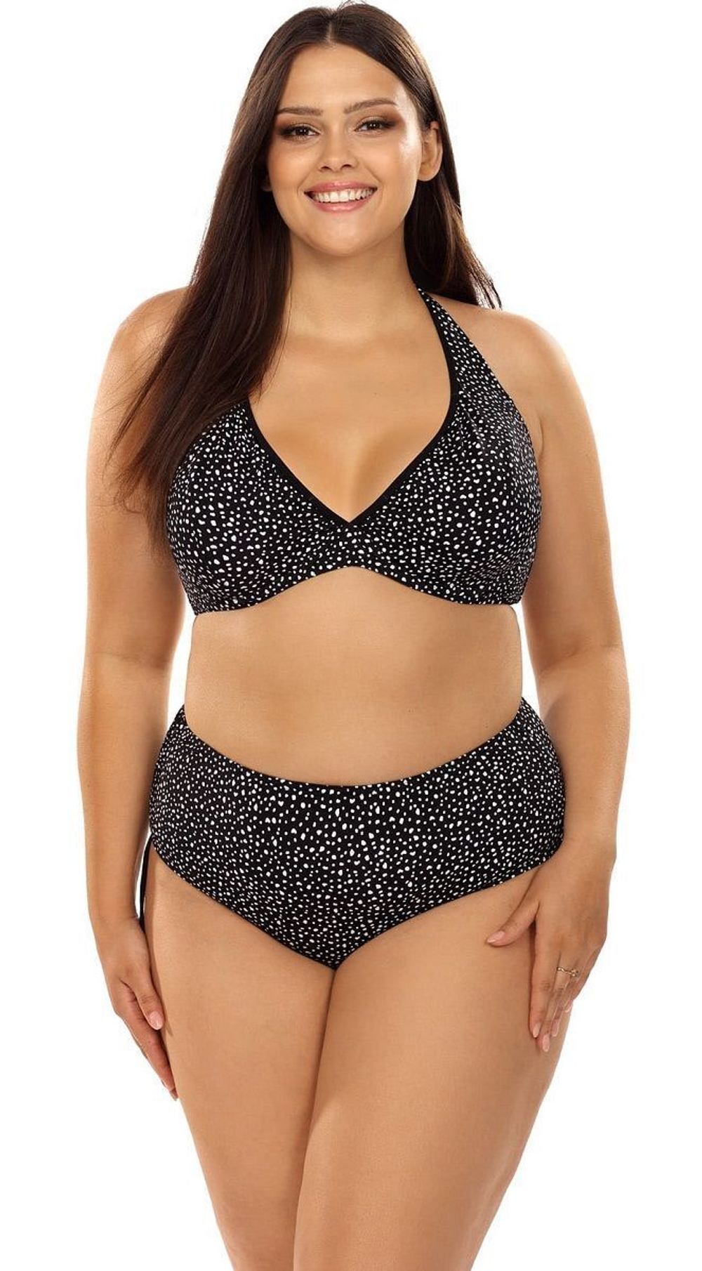 Раздельный купальник plus size в крапинку (Размер: 85F/42) (Цвет: черный)