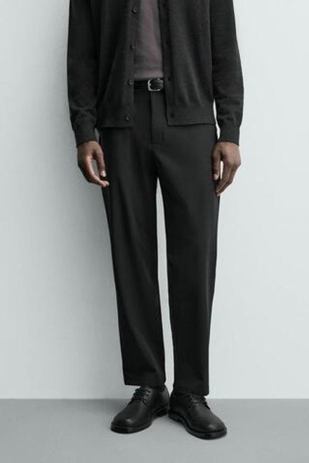 ZARA БРЮКИ REGULAR FIT КОМФОРТНОЙ ПОСАДКИ, ЧЕРНЫЙ