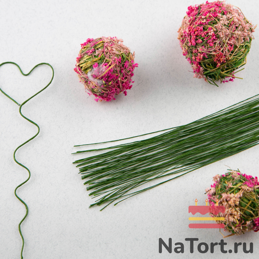 Флористическая проволока зеленая №30 (36 см, 50 шт)