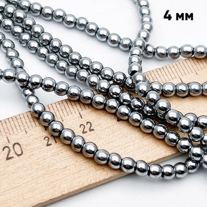 Гематит Шар бусины (имитация), цвет серебристый, диаметр около 4 мм, цена отрезок 19 см (1/2 нити)