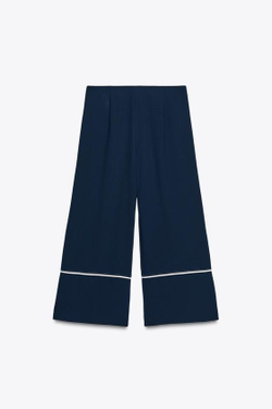 ZARA БРЮКИ-КЮЛОТЫ С ДЕКОРАТИВНОЙ СТРОЧКОЙ, МОРСКОЙ СИНИЙ