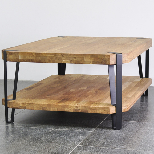 Стол журнальный лофт Флеверс, массив дуба, металл