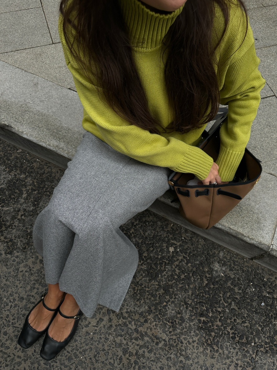 Свитер из шерсти мериноса OVER салатовый