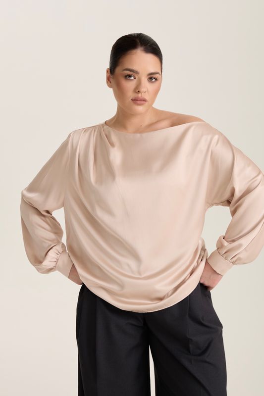 Блузка со спущенным плечом, сливочный