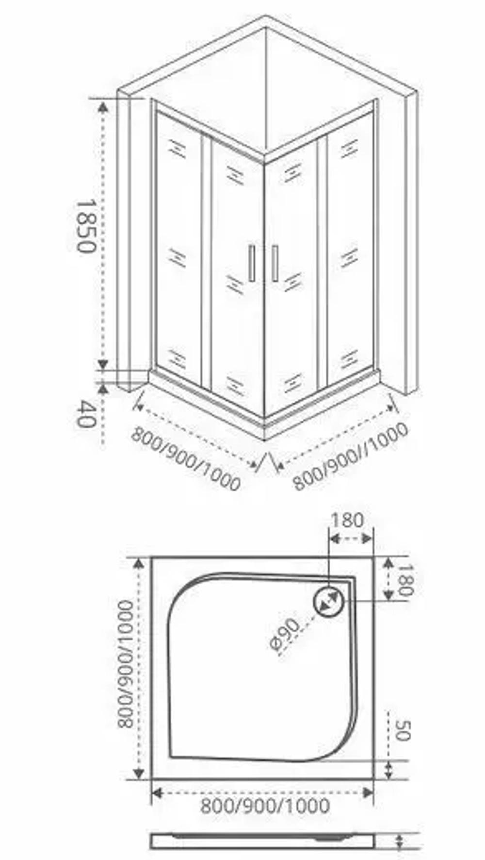 Душевой уголок Bas Infinity CR 100*100*185 без поддона