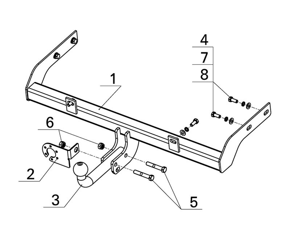 Фаркоп для Datsun on-DO 2014-2020 Тип шара: A. Нагрузки: 1000/75 кг, DO 01