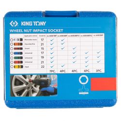 KING TONY (44904MP02) Набор глубоких ударных торцевых головок 1/2", шестигранные, 17, 19, 21, 22 мм