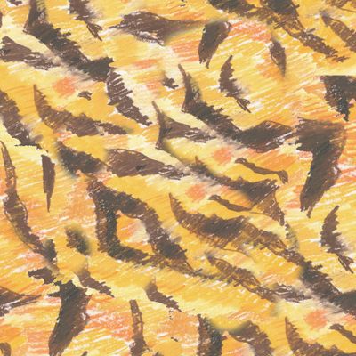 Бесшовный паттерн с тигриным принтом восковыми мелками