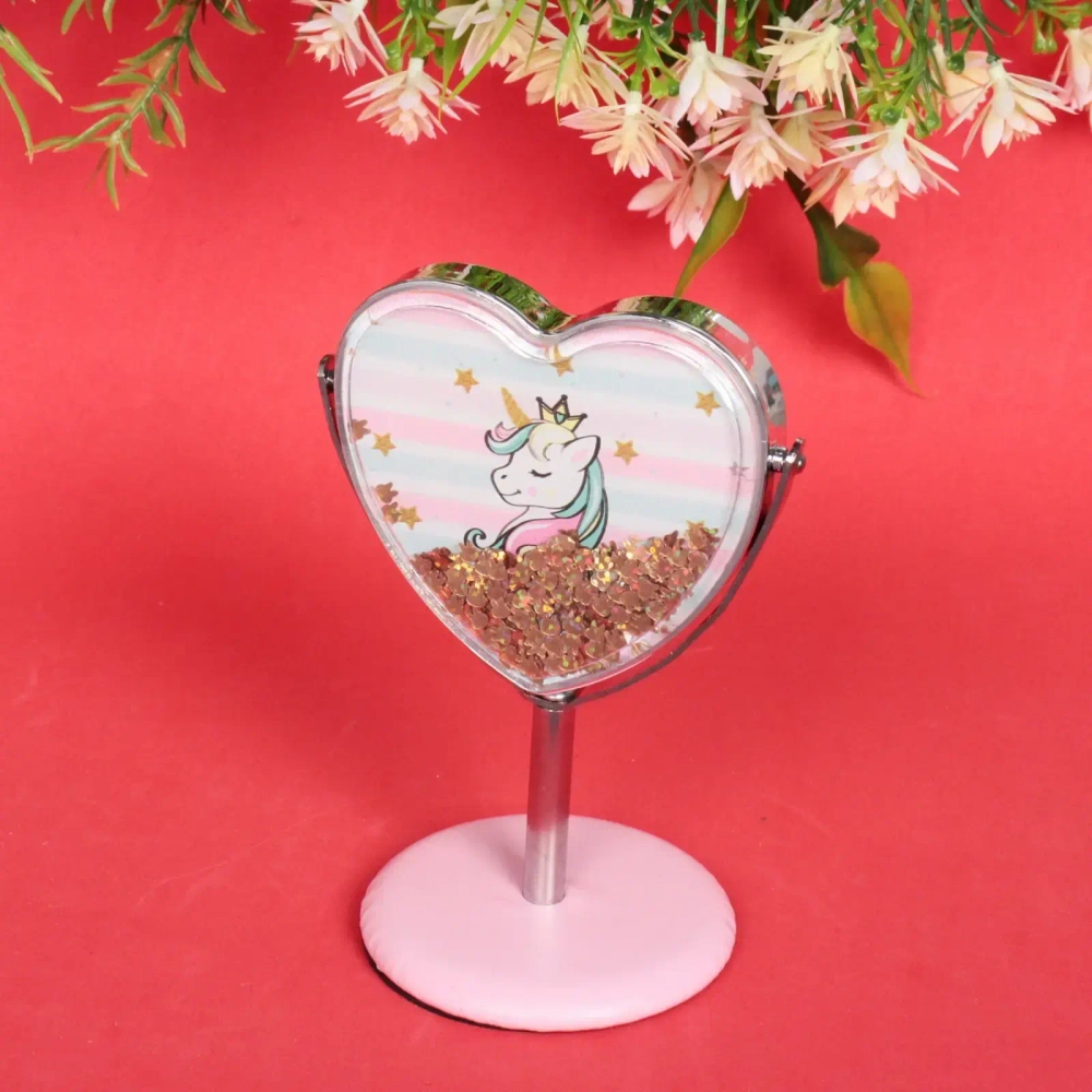 Зеркало настольное на ножке «Stylish image - Единорожек Оливер», сердце, 8*14 см (картон. коробка)